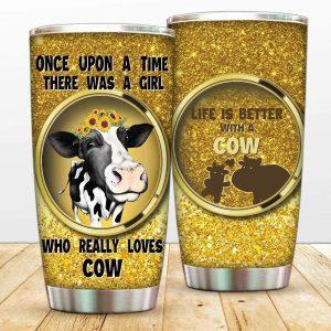 Once Upon A Time There Was A Girl Who Loves Cows Vacuum Tumbler Mug