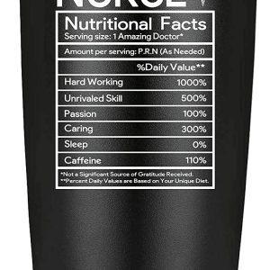 Nurse Nutritional Facts Travel Mug Tumbler. Nurse Gifts. Funny Nurses