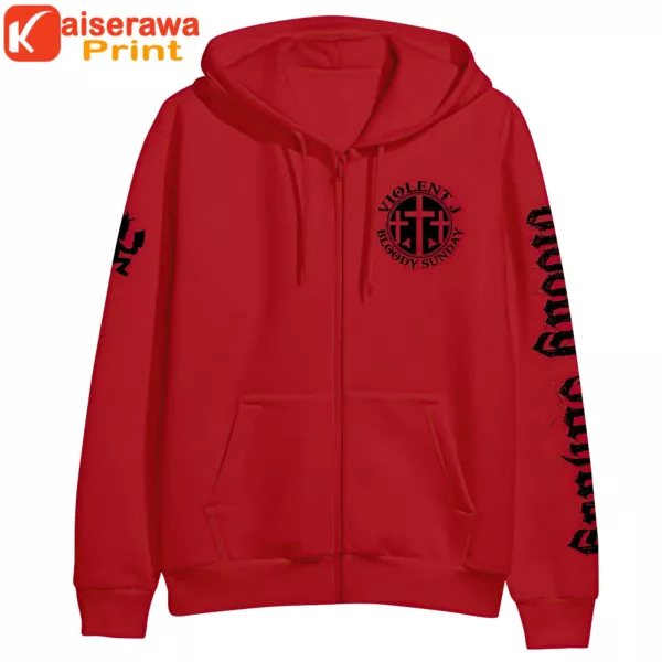 Icp Merch Branded Red Zip Up Hoodie