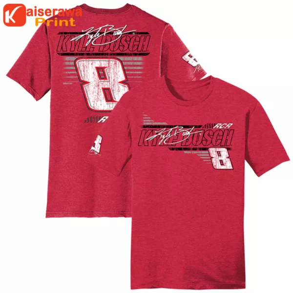 Kyle Busch Merch Heather Red 3-Spot Lifestyle T-Shirt