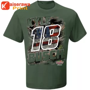 Kyle Busch Merch Olive Camo Patriotic T-Shirt