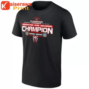 Wwe Merch Men’s Black Roman Reigns Elimination Chamber 2023 Undisputed Wwe Universal Champion T-Shirt
