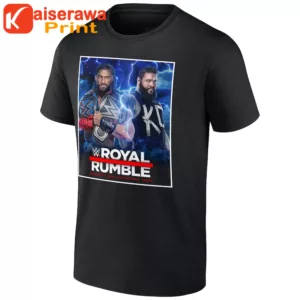 Wwe Merch Mens Black Royal Rumble 2023 Roman Reigns Vs Kevin Owens T Shirt