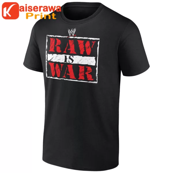Wwe Merch Men’s Black Wwe Raw Is War Retro Logo T-Shirt