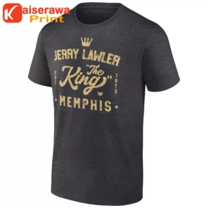 Wwe Merch Men’s Charcoal Jerry Lawler King Of Memphis T-Shirt