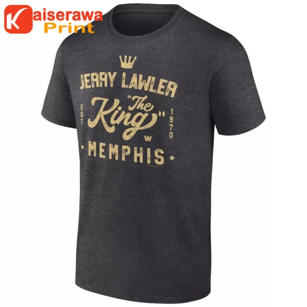 Wwe Merch Men’s Charcoal Jerry Lawler King Of Memphis T-Shirt