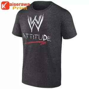 Wwe Merch Mens Charcoal Wwe Attitude Retro Logo T Shirt